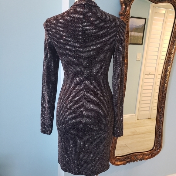 Sexy Bodycon lack and Silver Sparkly Dress - Picture 2 of 6